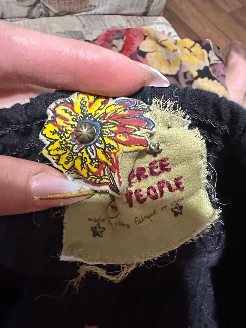 Free People Black Floral Embroidered Skirt